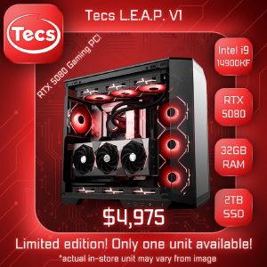 TECS L.E.A.P V1 LIMITED EDITION GAMING PC - Intel i9 14900KF - RTX 5080 16GB - Z790 MB - 32GB DDR5 7200MHz RAM - 2TB NVMe Gen4 SSD - 1000W Gold PSU - MSI Pano 100R PZ Case - Windows 11 Home