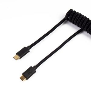 Keychron Custom Coiled Cable Aviator USB-C Cable with USB-A Adapter-Black