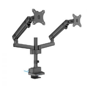 Brateck Dual Monitor Aluminium Slim Pole-Mounted Spring-Assisted Monitor Arm With USB Fit Most 17"-32" Monitors Up to 8kg per screen 75x75/100x100