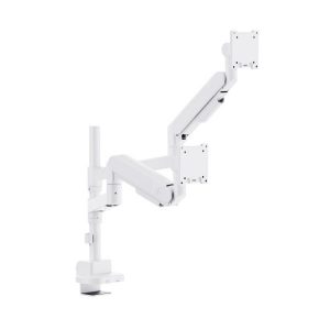 INFINITY WHITE Ergonomic and Style Heavy-Duty Gas Spring Dual Monitor Arm support 24â€-57â€, up to 27kg