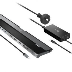 J5create JCD543P USB-C Triple Display Docking Station with 100W PD adaptor (USB-C to VGA/HDMI/DP, RJ45, SD card, USB-A x 3, USB-C x 1, USB-C PD)