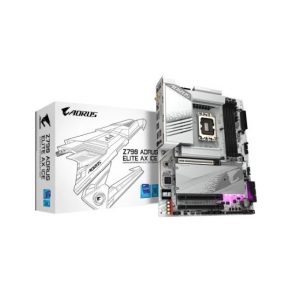 Gigabyte Z790 AORUS ELITE AX ICE Intel LGA 1700 ATX Motherboard, 4x DDR5 ~192GB, 3x PCI-E x16, 4x M.2, 6x SATA, 5x USB 3.2, 1x USB-C, 4x USB 2.0