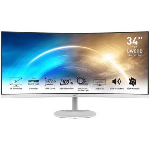 Ex-Display MSI PRO MP341CQW 34"Office Monitor -UWQHD (3440x1440) 100HZ, 1ms, VA - White