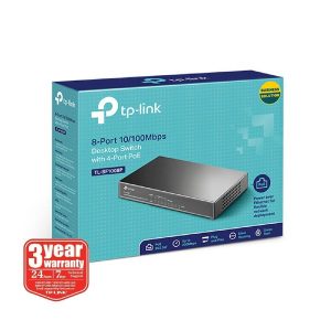 TPLINK TL-SF1008P 8 PORT 10/100 SWITCH WITH POWER OVER ETHERNET (POE) ON 4 X PORTS