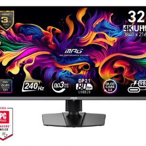 MSI MPG 322URX QD-OLED - 31.5" QD-OLED, 3840 x 2160 UHD, 240Hz, 0.03ms, Adaptive-Sync