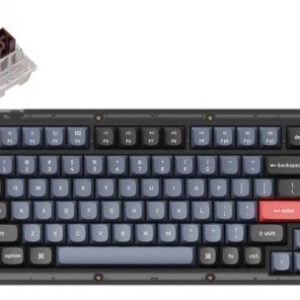 Keychron V1 QMK 75% Custom Hot-Swappable Fully Assembled Mechanical Keyboard Knob Version (Frosted Black) (Brown Switch) (V1-C3)